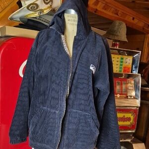 Blue Corduroy Hooded Jacket